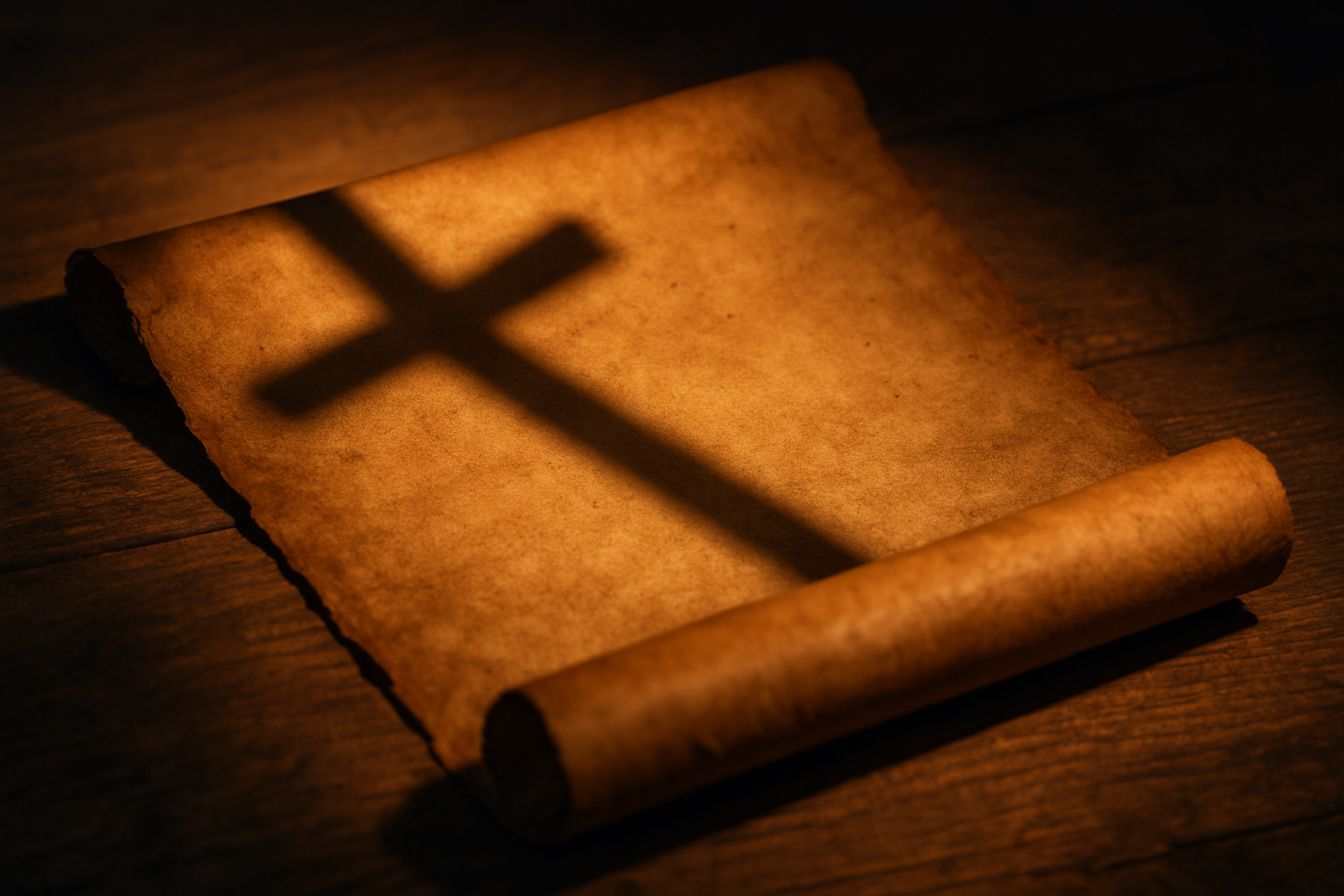 Schaduw van kruis over schuldbekentenis